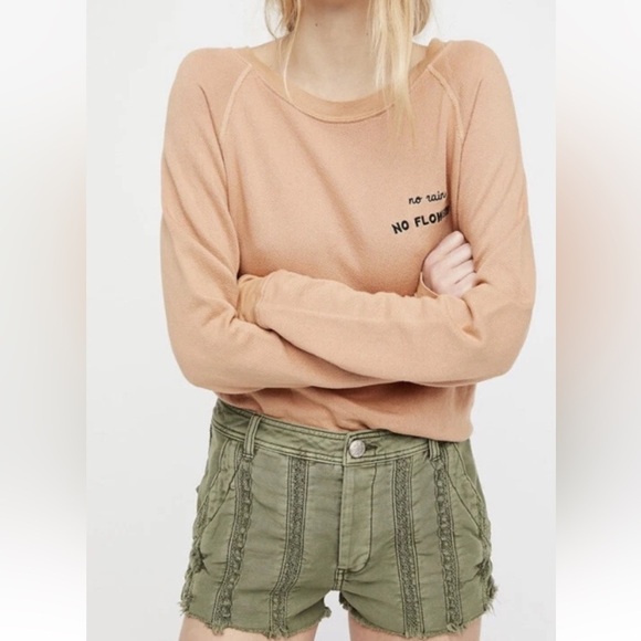 Free People Green Great Expectations Button Fly Cut Off Jean Shorts Women's - Picture 1 of 16